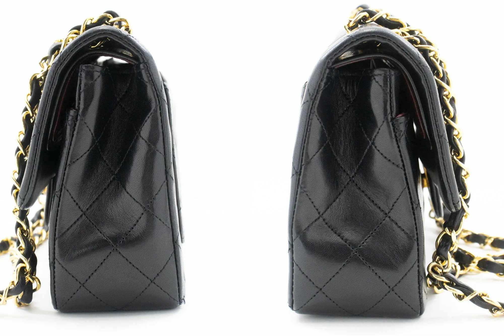 CHANEL Classic Double Flap 9" Chain Shoulder Bag Black Lambskin n86