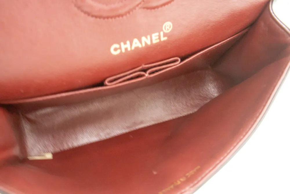 CHANEL Classic Double Flap 9" Chain Shoulder Bag Black Lambskin n86