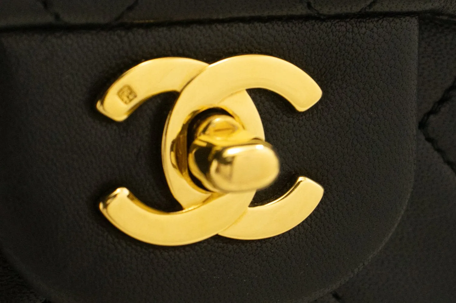 CHANEL Classic Double Flap 9" Chain Shoulder Bag Black Lambskin n86