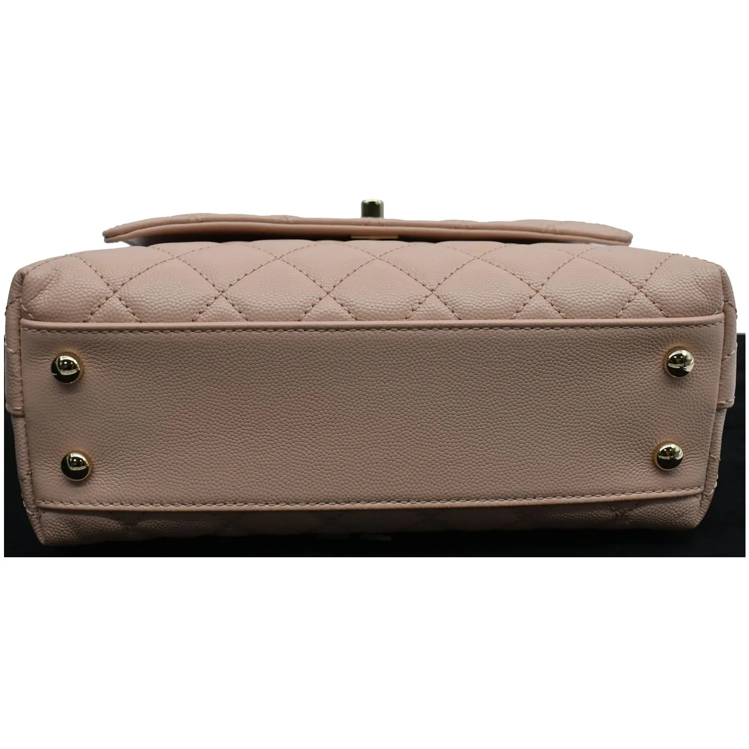 CHANEL Coco Mini Top Handle Flap Caviar Leather Shoulder Bag Pink