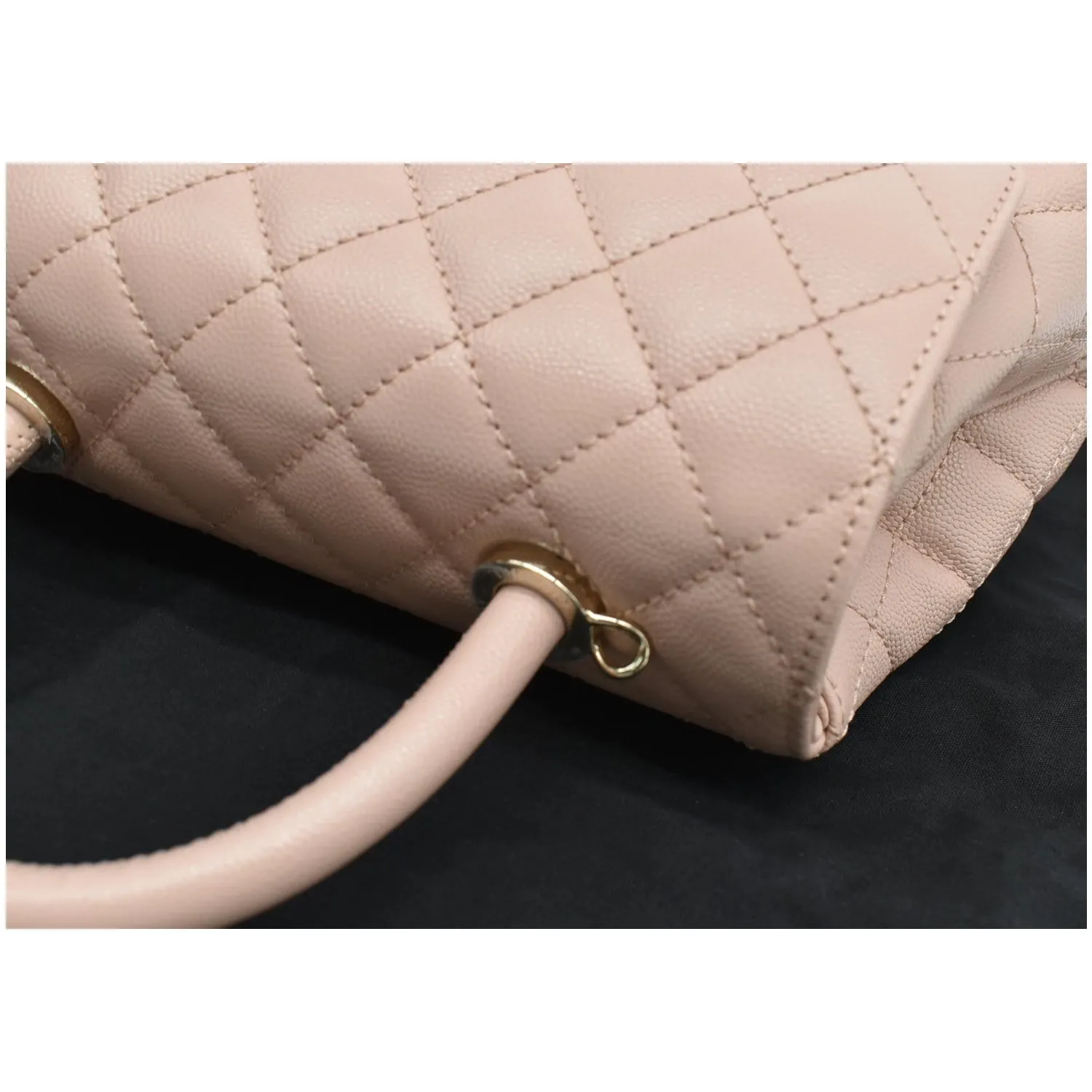 CHANEL Coco Mini Top Handle Flap Caviar Leather Shoulder Bag Pink