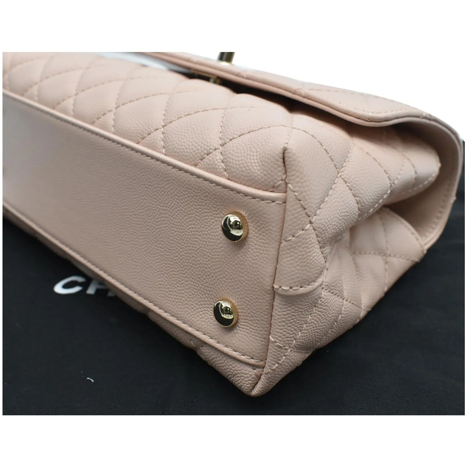 CHANEL Coco Mini Top Handle Flap Caviar Leather Shoulder Bag Pink