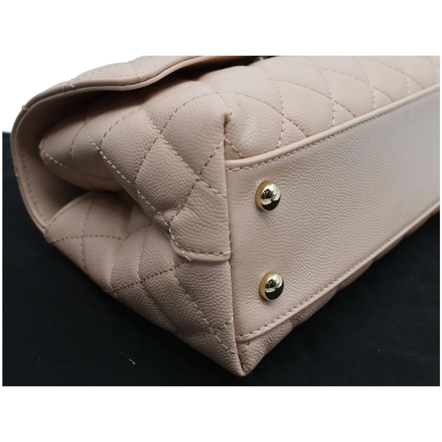 CHANEL Coco Mini Top Handle Flap Caviar Leather Shoulder Bag Pink