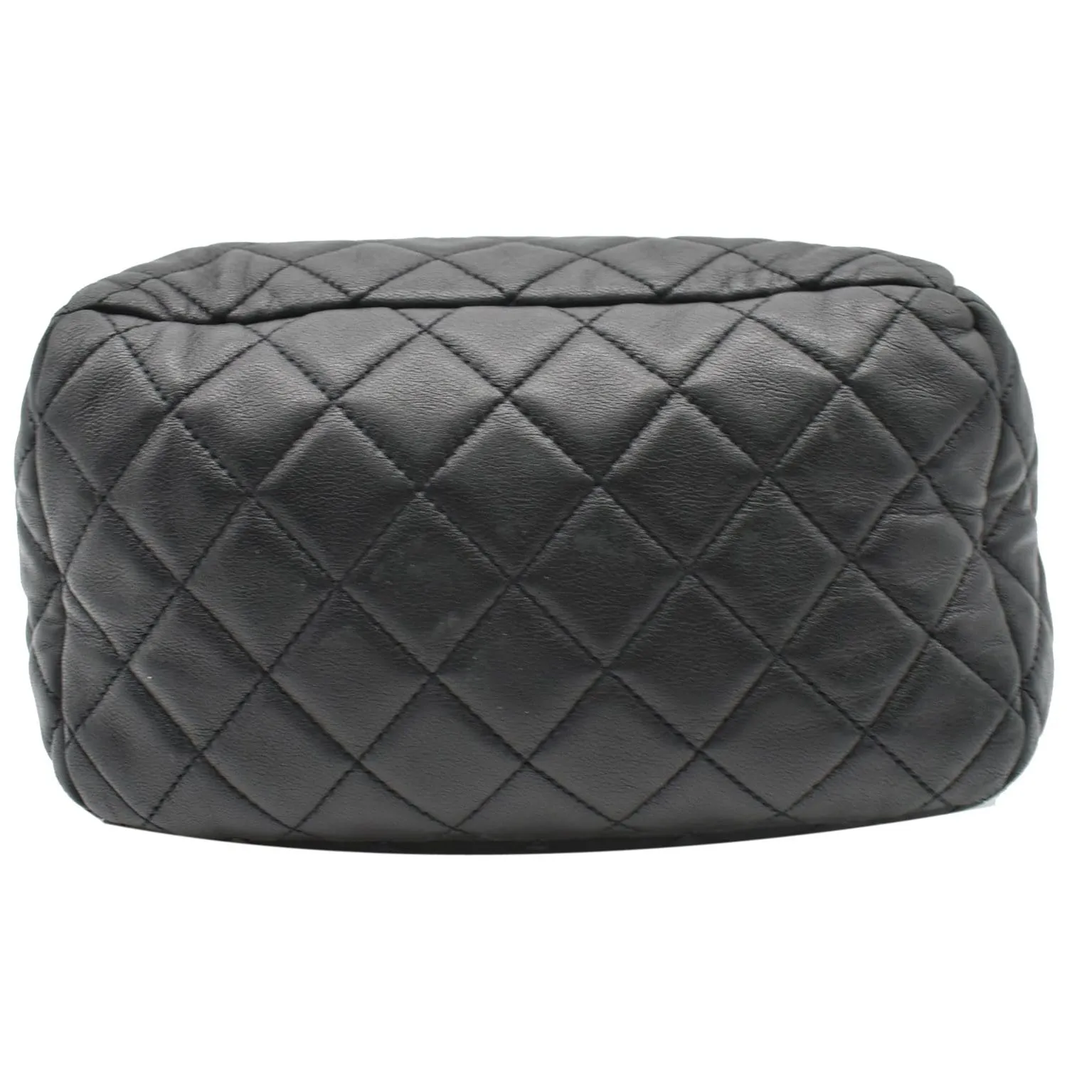 CHANEL Drawstring Bucket Quilted Lambskin Leather Shoulder Bag Black