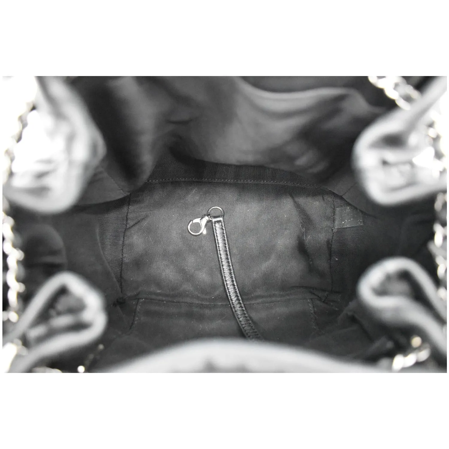 CHANEL Drawstring Bucket Quilted Lambskin Leather Shoulder Bag Black