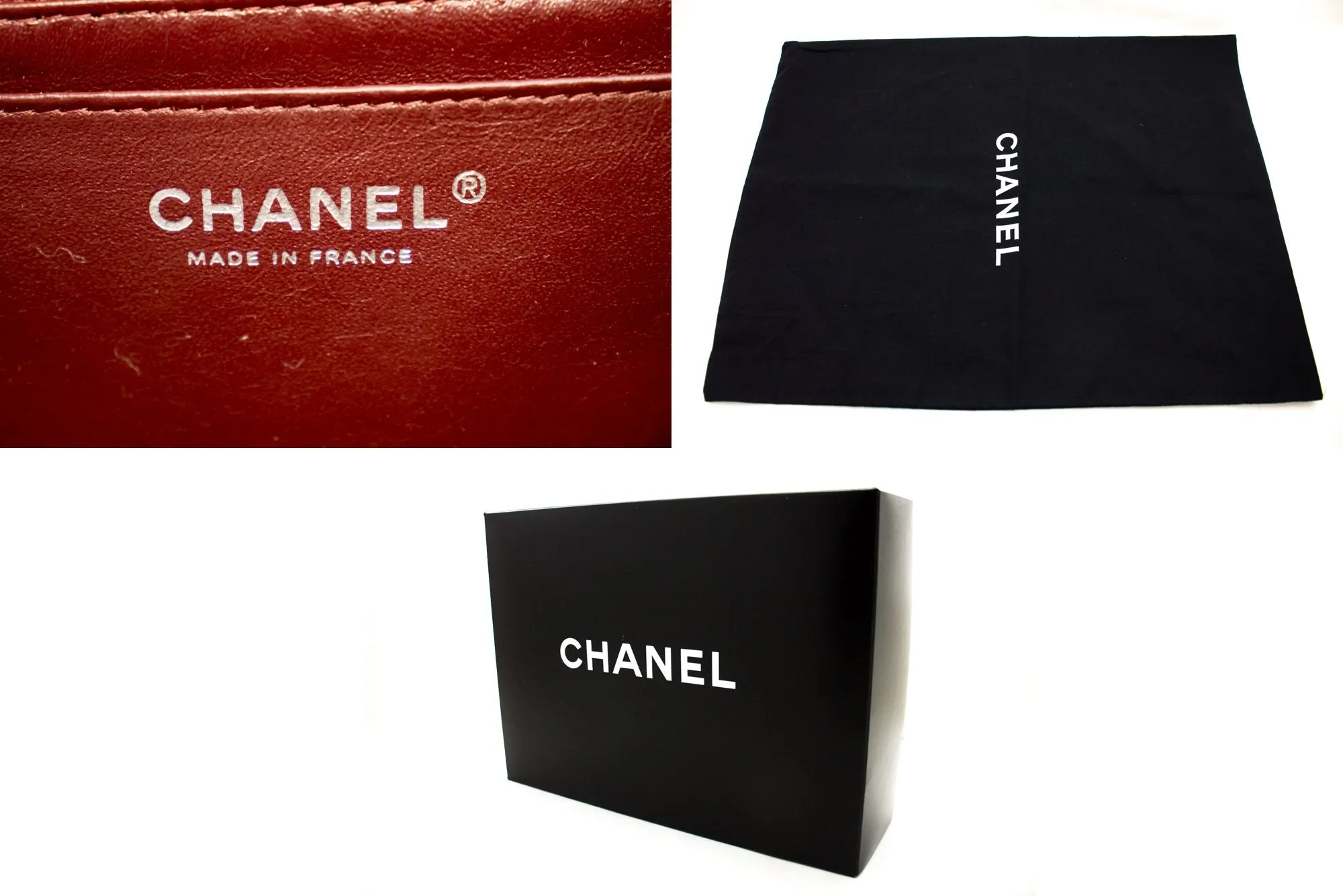 CHANEL Large Classic Handbag 11"Chain Shoulder Bag Flap Black Lamb h44