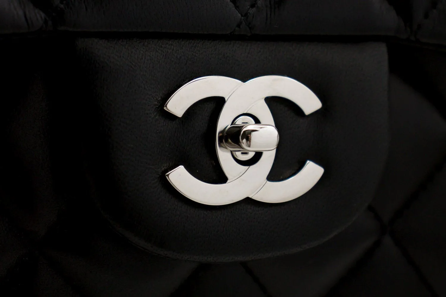 CHANEL Large Classic Handbag 11"Chain Shoulder Bag Flap Black Lamb h44