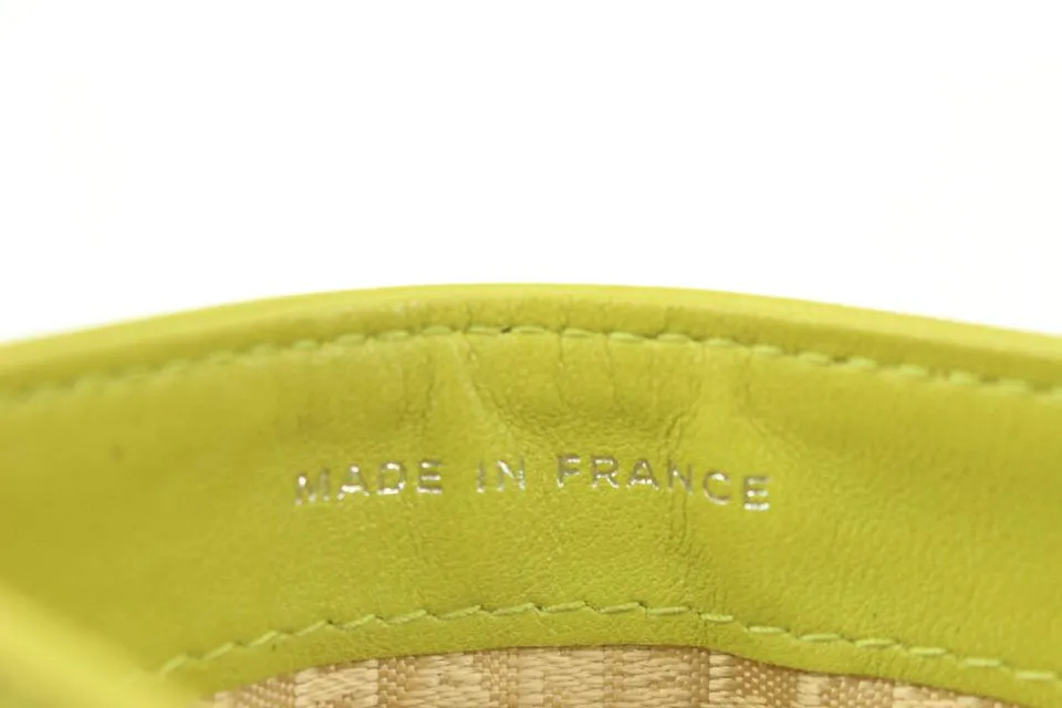 Chanel Lime Green Quilted Chocolate Bar Card Holder Wallet Case 52ck322s