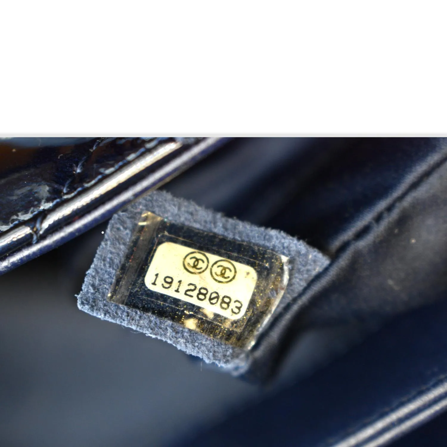 CHANEL Navy Quilted Patent Leather Accordion Flap Bag