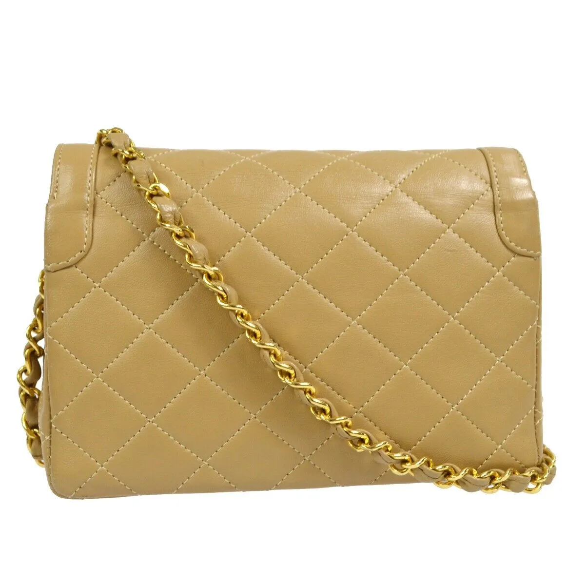 Chanel Paris Limited Single Chain Shoulder Bag Beige Lambskin 0639695 88909