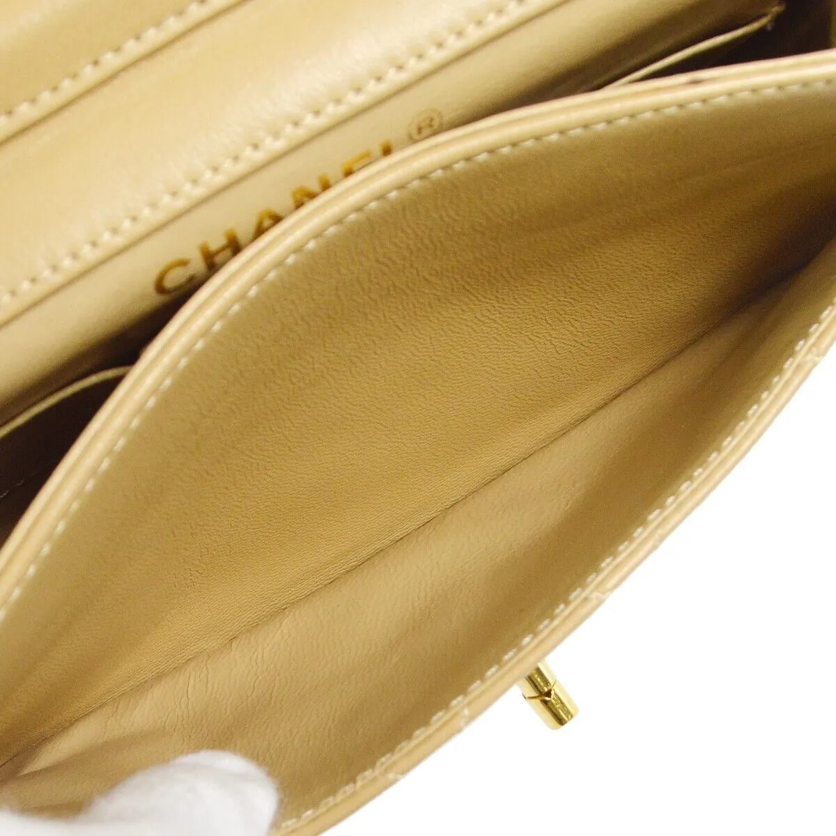 Chanel Paris Limited Single Chain Shoulder Bag Beige Lambskin 0639695 88909