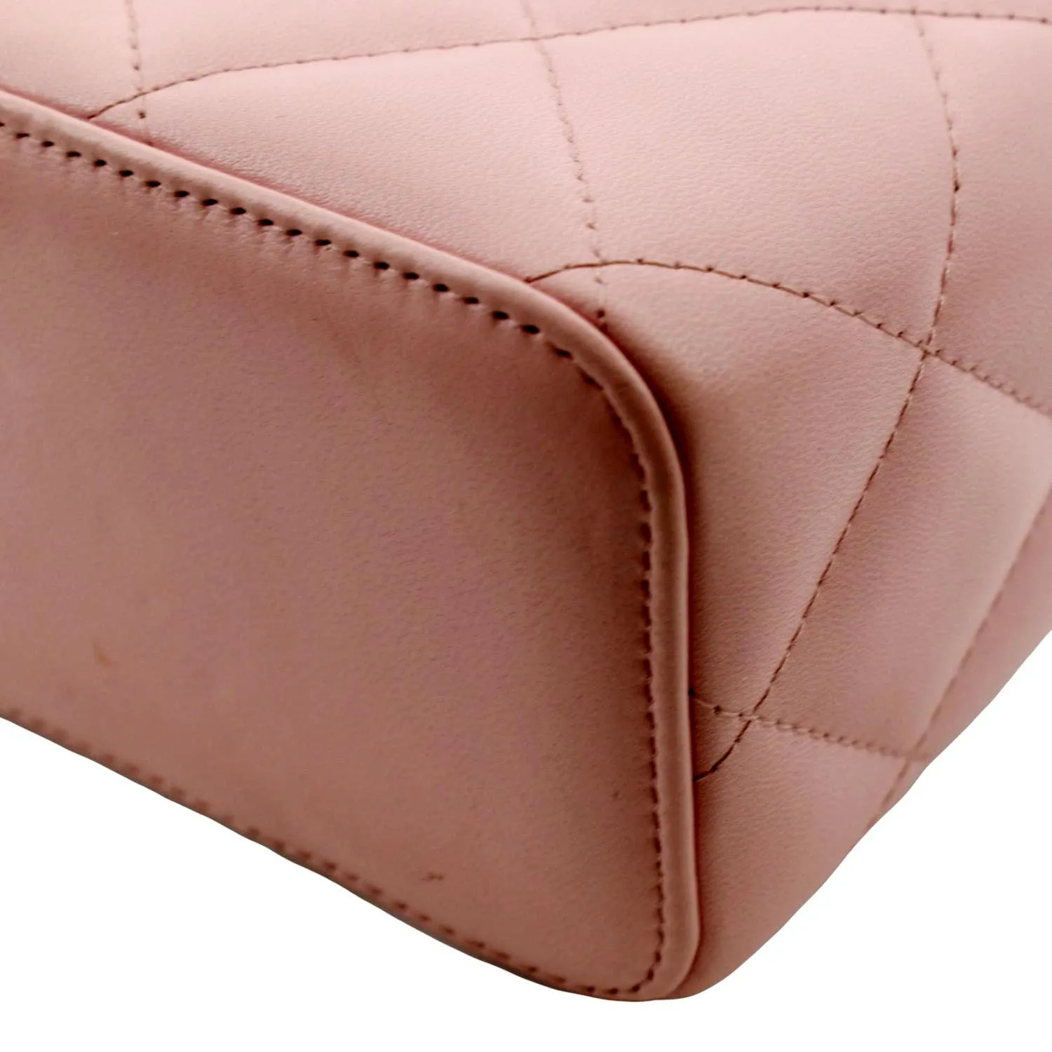 CHANEL Resin Elegant Chain Vanity Case Quilted Leather Shoulder Bag Pink