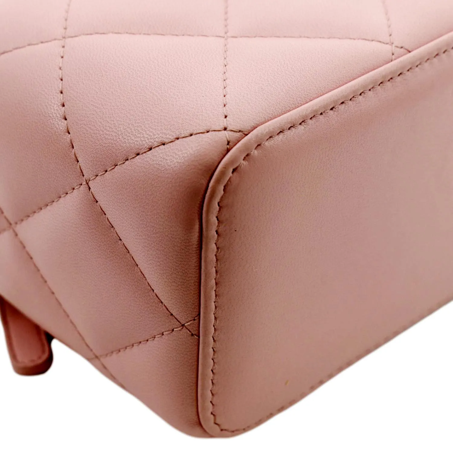 CHANEL Resin Elegant Chain Vanity Case Quilted Leather Shoulder Bag Pink