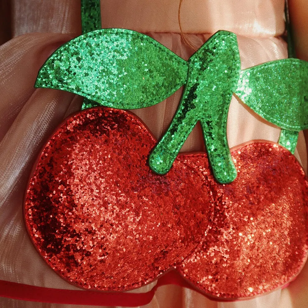 Cherry Wallet Bag - Glitzer-Tasche in Kirschoptik