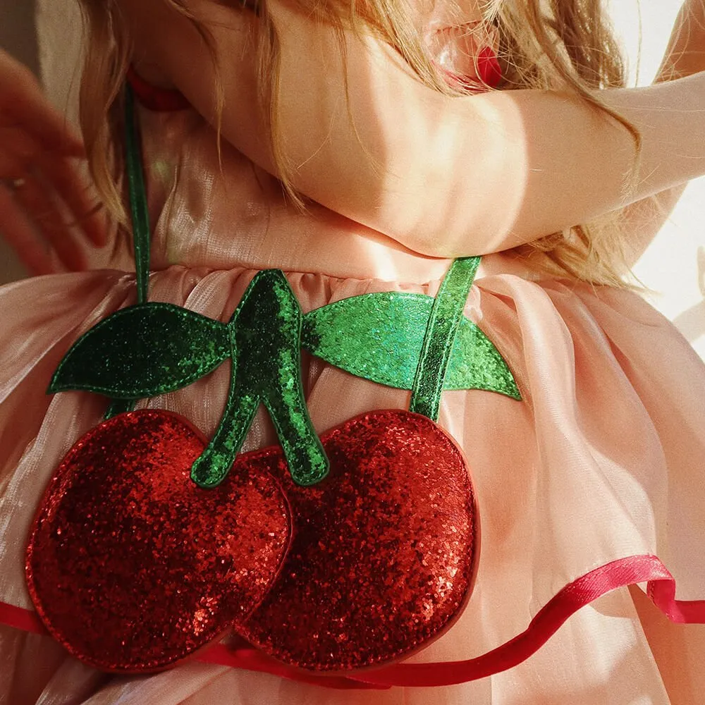 Cherry Wallet Bag - Glitzer-Tasche in Kirschoptik