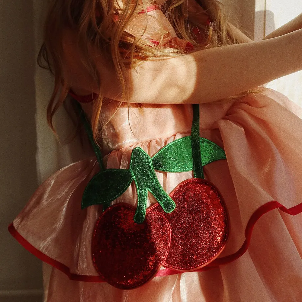 Cherry Wallet Bag - Glitzer-Tasche in Kirschoptik