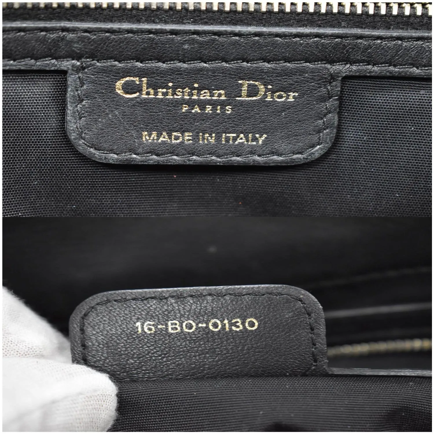 CHRISTIAN DIOR Cannage New Lock Flap Leather Shoulder Bag Black