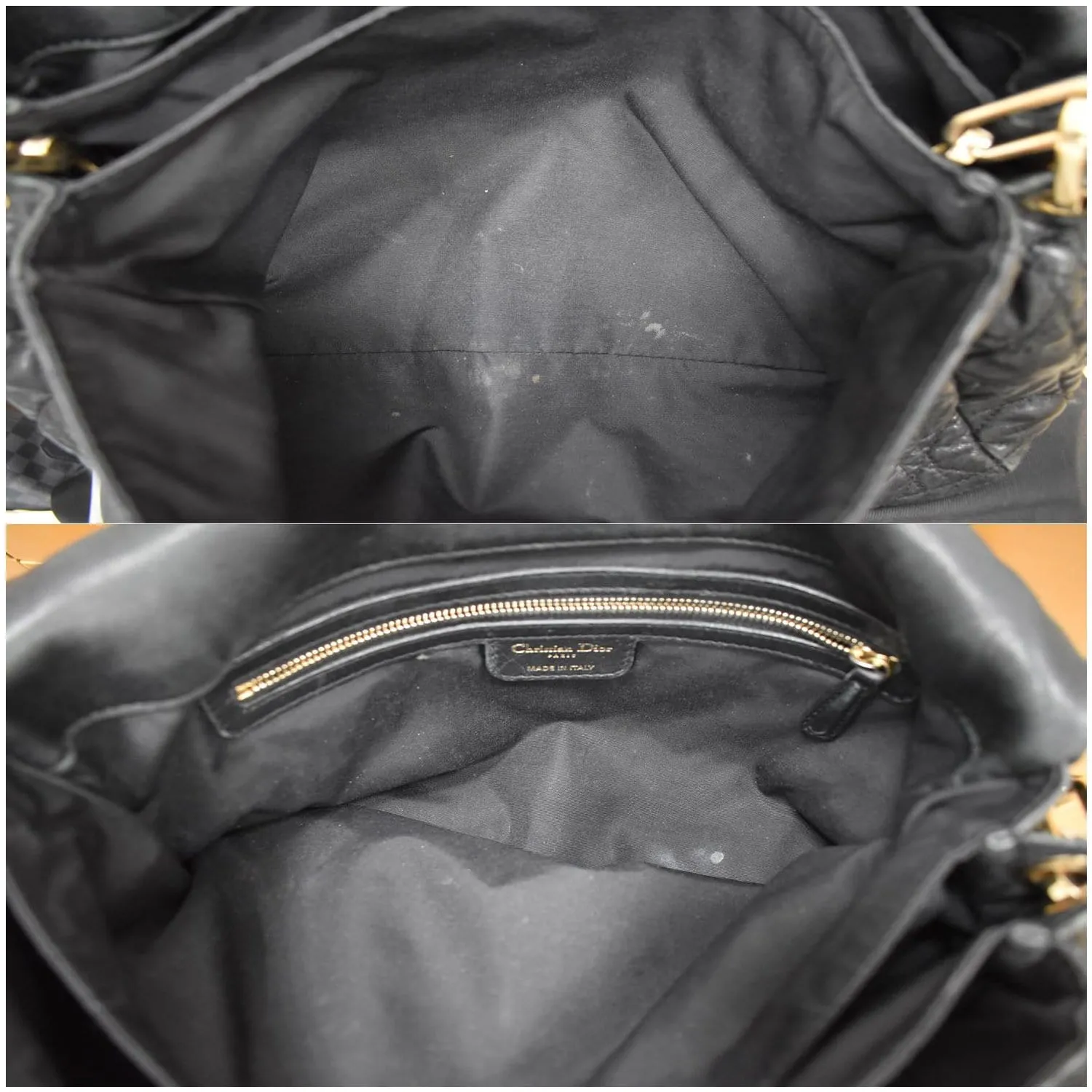 CHRISTIAN DIOR Cannage New Lock Flap Leather Shoulder Bag Black