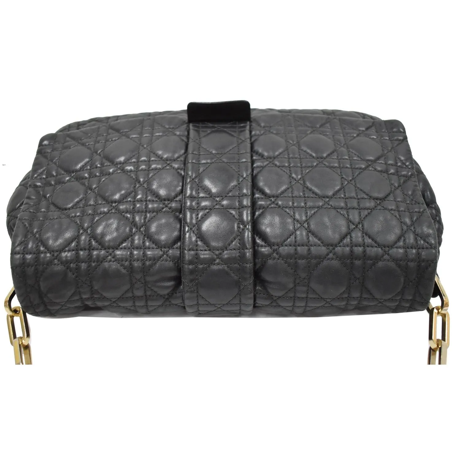 CHRISTIAN DIOR Cannage New Lock Flap Leather Shoulder Bag Black