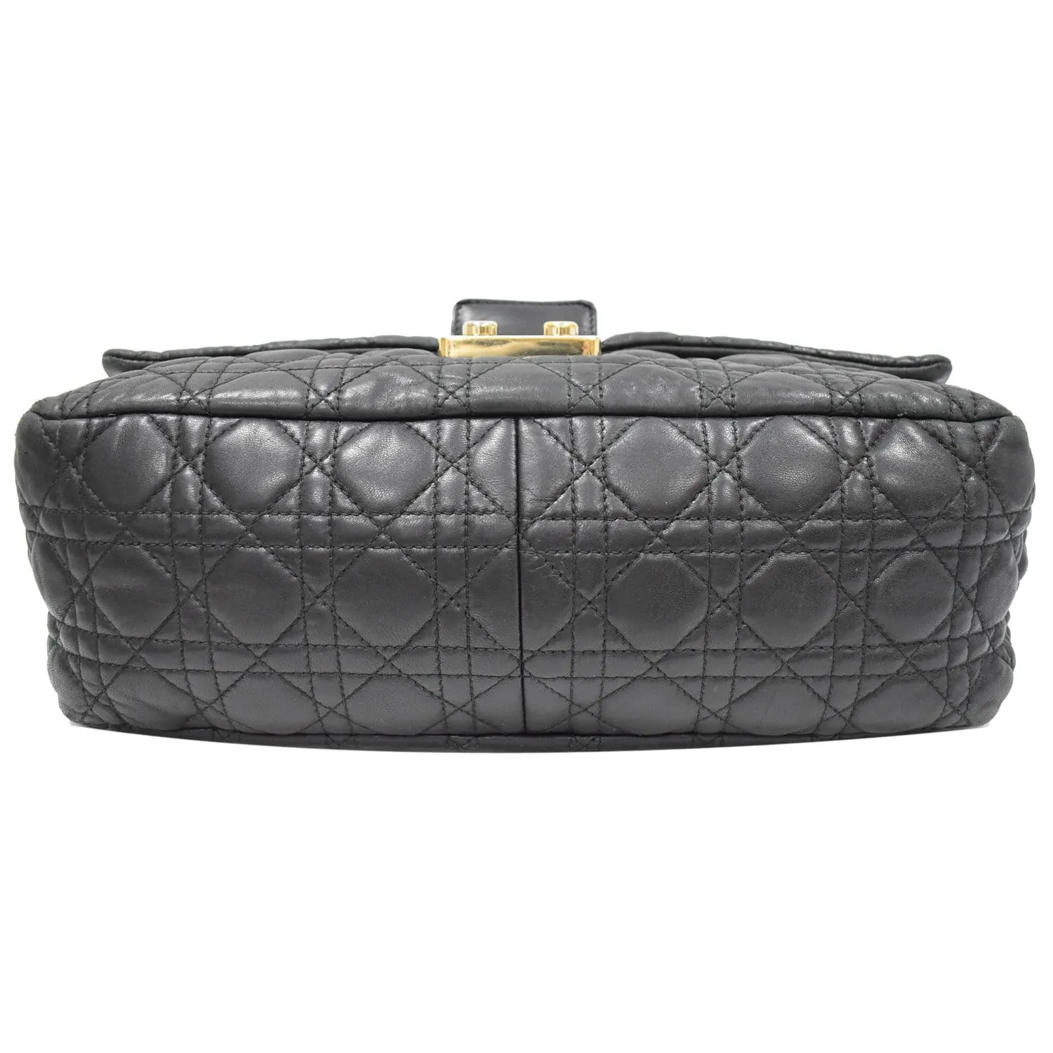 CHRISTIAN DIOR Cannage New Lock Flap Leather Shoulder Bag Black