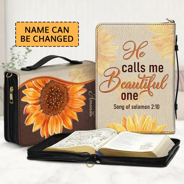 Christianartbag Bible Cover - He Calls Me Beautiful One - Personalized Bible Cover - Bible Cover For Women - CABBBCV02020823.