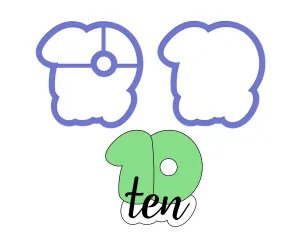 Chubby Number 10 with Script Outline Cookie Cutter