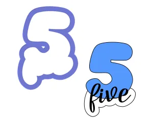 Chubby Number 5 with Script Outline Cookie Cutter