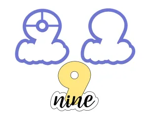 Chubby Number 9 with Script Outline Cookie Cutter