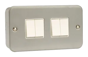 Click CL019 Metal Clad 10AX 4 Gang 2 Way Plate Switch