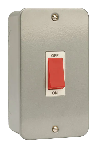 Click CL202 Metal Clad 45A 2 Gang (Vertical) DP Plate Switch
