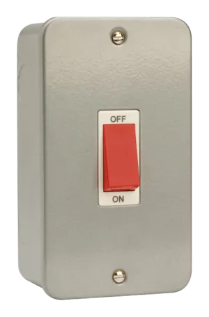 Click CL202 Metal Clad 45A 2 Gang (Vertical) DP Plate Switch