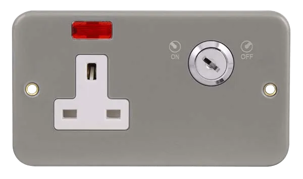 Click CL675 Metal Clad 13A 1 Gang DP Key Lockable Switched Socket with Neon
