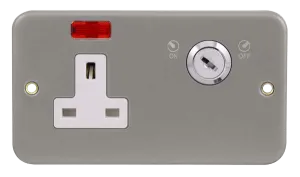 Click CL675 Metal Clad 13A 1 Gang DP Key Lockable Switched Socket with Neon