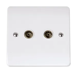 Click Curva CCA066 White Moulded Double Coaxial Outlet