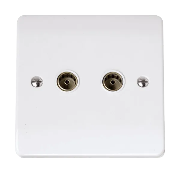 Click Curva CCA066 White Moulded Double Coaxial Outlet