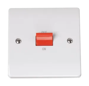 Click Curva CCA200 White Moulded Single Plate 45A Switch