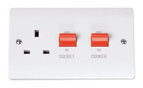 Click Curva CCA204 White Moulded 45A Switch With 13A Switched Socket Outlet