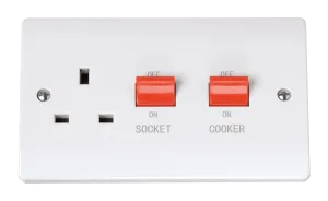 Click Curva CCA204 White Moulded 45A Switch With 13A Switched Socket Outlet