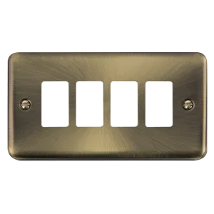 Click Deco Plus DPAB20404 4 Gang GridPro Frontplate - Antique Brass