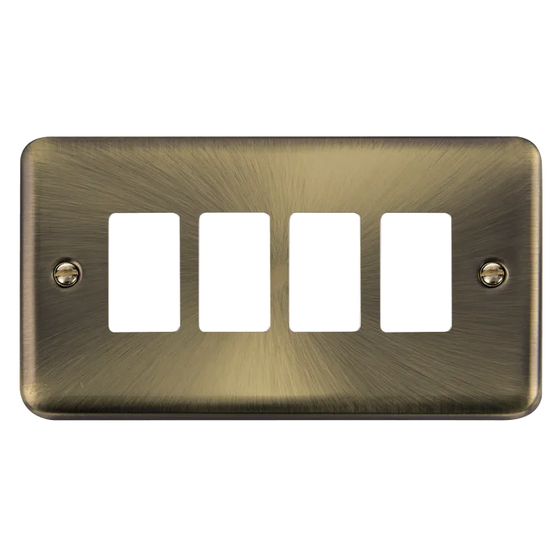 Click Deco Plus DPAB20404 4 Gang GridPro Frontplate - Antique Brass