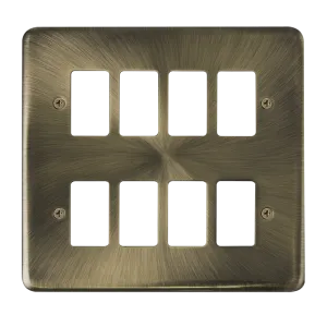 Click Deco Plus DPAB20508 8 Gang GridPro Frontplate - Antique Brass