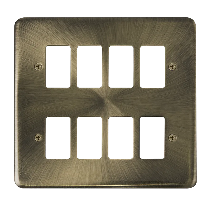 Click Deco Plus DPAB20508 8 Gang GridPro Frontplate - Antique Brass
