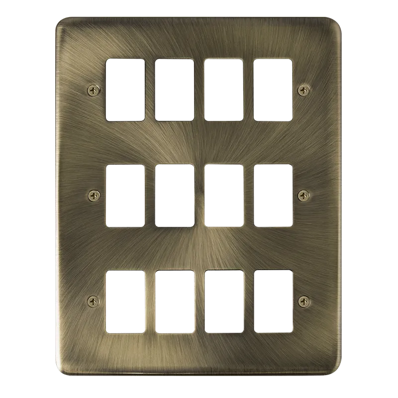 Click Deco Plus DPAB20512 12 Gang GridPro Frontplate - Antique Brass