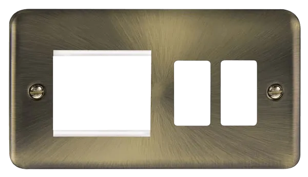Click Deco Plus DPAB31102 2 Gang GridPro Frontplate with Twin New Media Aperture - Antique Brass