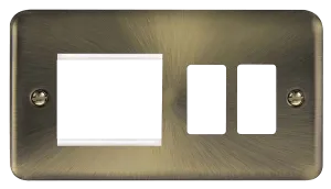 Click Deco Plus DPAB31102 2 Gang GridPro Frontplate with Twin New Media Aperture - Antique Brass