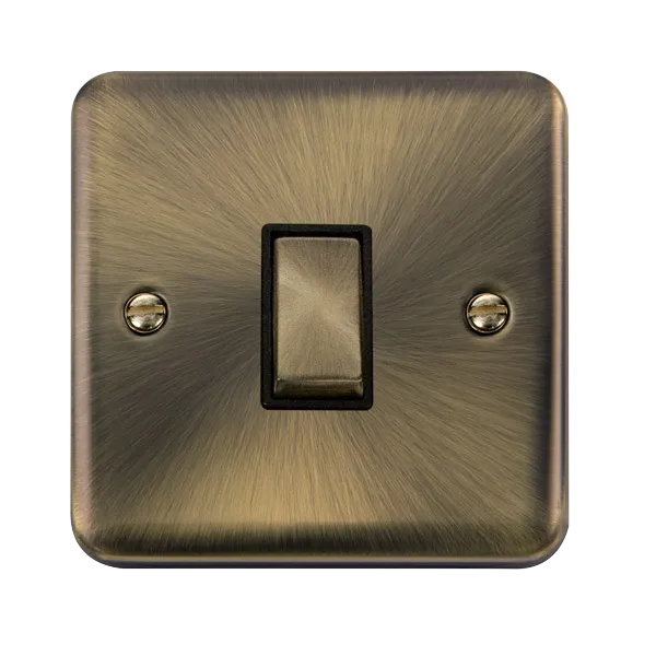 Click Deco Plus DPAB411BK 10AX Ingot 1-Gang 2-Way Plate Switch - Antique Brass (Black)