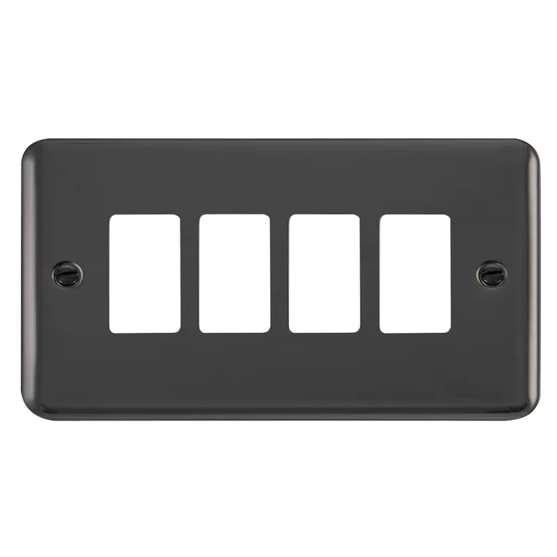 Click Deco Plus DPBN20404 4 Gang GridPro Frontplate - Black Nickel