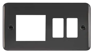 Click Deco Plus DPBN31102 2 Gang GridPro Frontplate with Twin New Media Aperture - Black Nickel