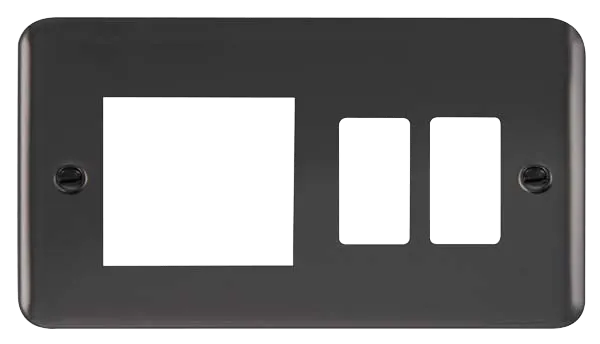 Click Deco Plus DPBN31102 2 Gang GridPro Frontplate with Twin New Media Aperture - Black Nickel