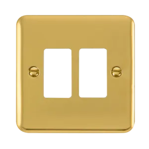 Click Deco Plus DPBR20402 2 Gang GridPro Frontplate - Polished Brass